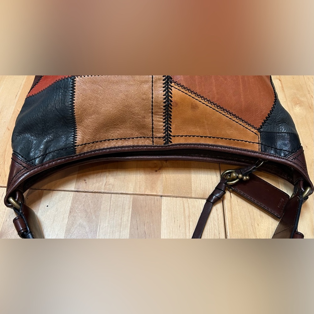 Distressed Coach Bleecker Patchwork Burnished Vachetta Large Duffle Leather Bag - Picture 10 of 14